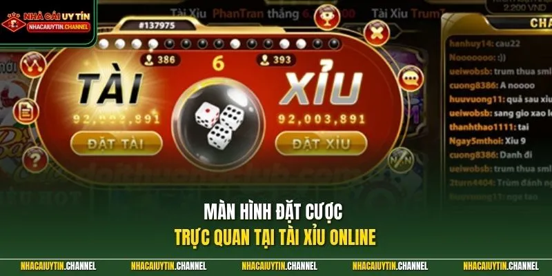 Tài Xỉu Online 1 Màn hình đặt cược trực quan tại Tài Xỉu Online