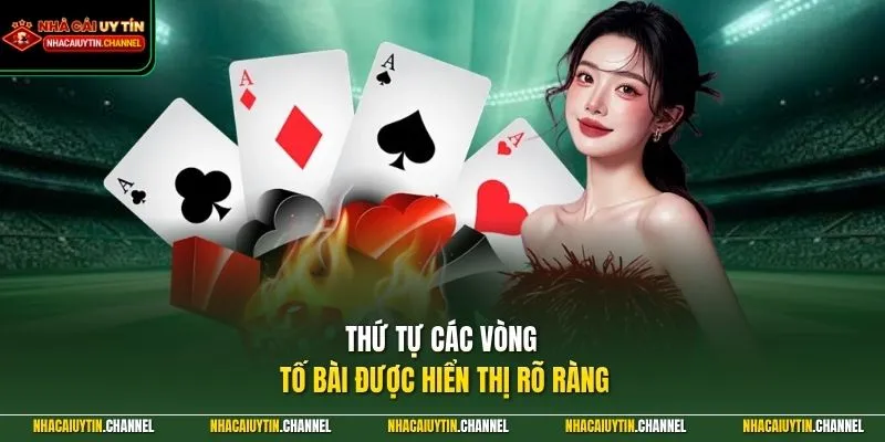 Xì Tố Đổi Thưởng 2 Thứ tự các vòng tố bài được hiển thị rõ ràng